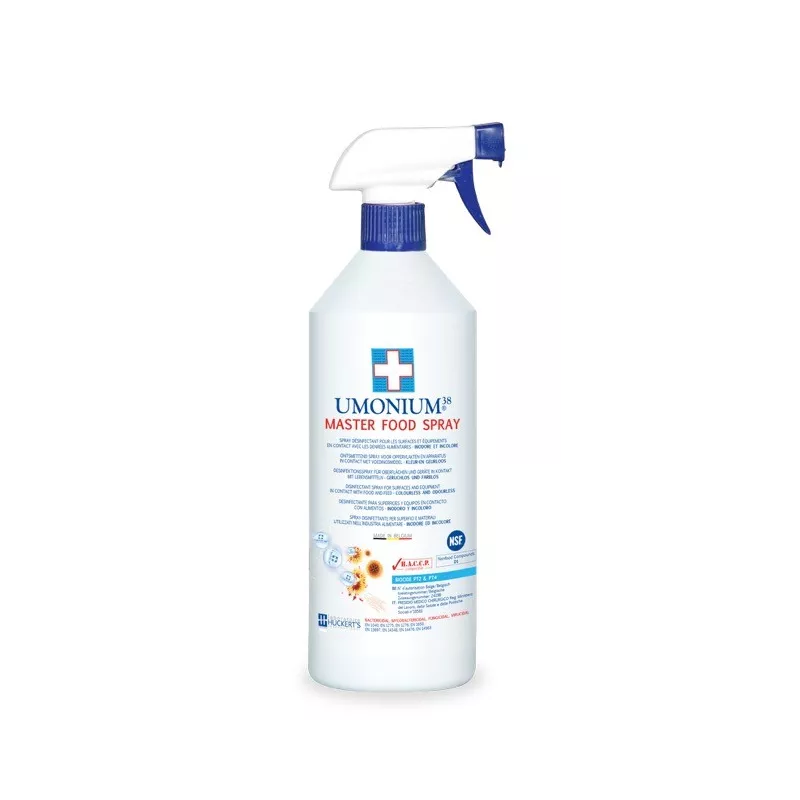 Spray antibactérien UMONIUM38® Master Food 500 ml, flacon vu de face