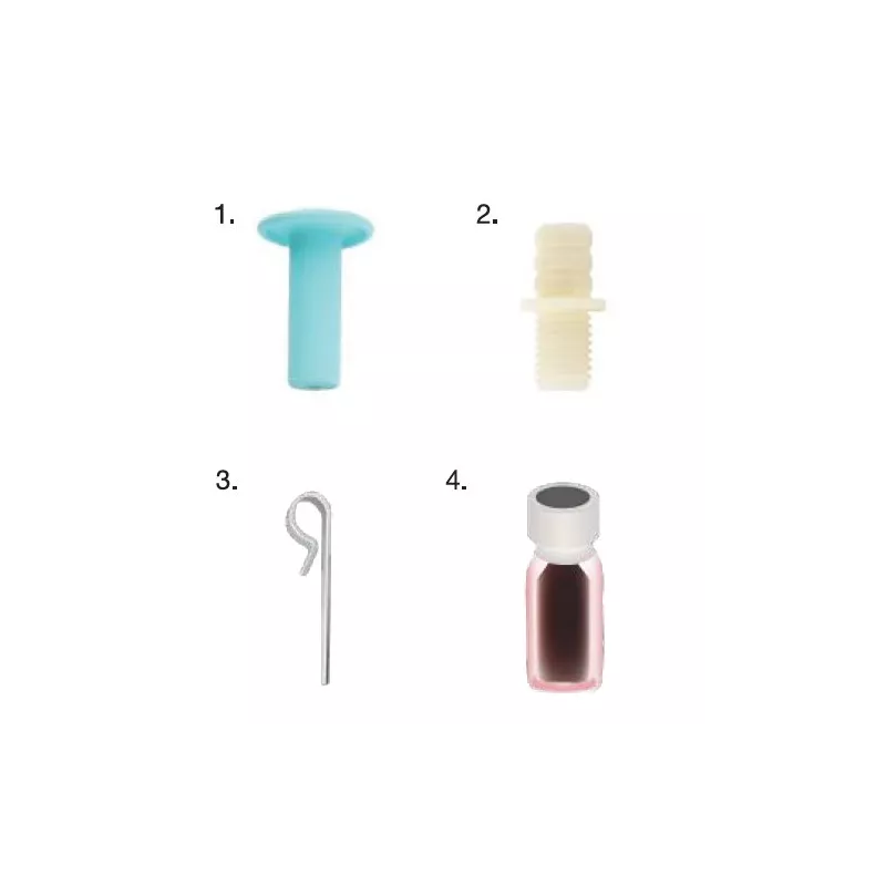 Kit montage & amorçage Berkey® : les deux adaptateurs Prime Rite™, le clip anti-blocage d'air et le colorant test