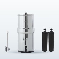 Pack Big Berkey® 8,5 L : le système, son robinet niveau d'eau inox Berkey® et deux éléments de purification Black Berkey®