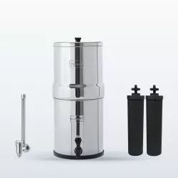 Pack Big Berkey® 8,5 L : le système, son robinet niveau d'eau inox Berkey® et deux filtres Black Berkey®