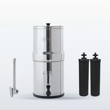Pack Big Berkey® 8,5 L, purificateur d'eau : le système, son robinet niveau d'eau inox et deux filtres