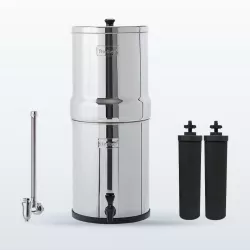 Pack Royal Berkey® 12,3 L : le système, son robinet niveau d'eau inox Berkey® et deux filtres Black Berkey®