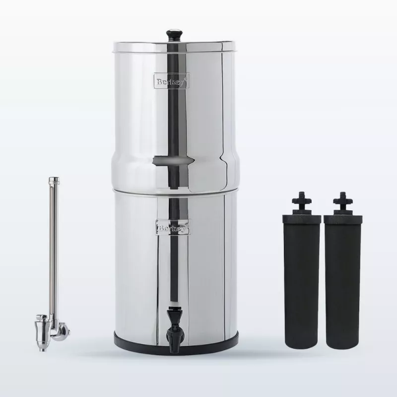 Pack Royal Berkey® 12,3 L : le système, son robinet niveau d'eau inox Berkey® et deux éléments de purification Black Berkey®
