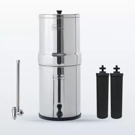 Pack Royal Berkey® 12,3 L, purificateur d'eau : le système, son robinet niveau d'eau inox et deux filtres