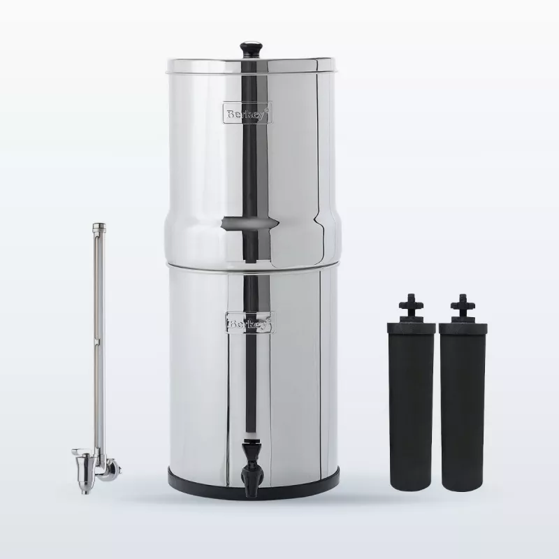 Pack Imperial Berkey® 17 L : le système, son robinet niveau d'eau inox Berkey® et deux filtres Black Berkey®