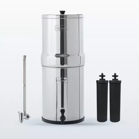 Pack Imperial Berkey® 17 L, purificateur d'eau : le système, son robinet niveau d'eau inox et deux filtres