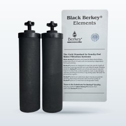 Une paire d'éléments de purification Black Berkey® et leur notice