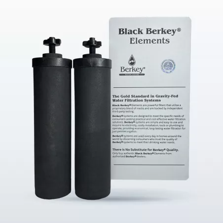 Une paire de filtres à eau Black Berkey® et leur notice
