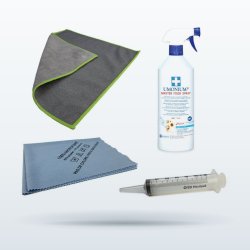 Pack entretien & hygiène idéal : spray UMONIUM38® Master Food, microfibres grise et bleue, seringue d'amorçage