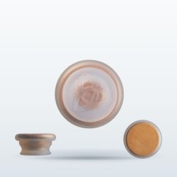 Bouchon étanche PLEYAD pour bouteille OmWater, en bois de hêtre et silicone, vu sous trois angles