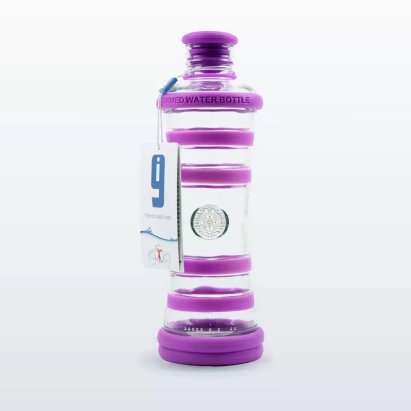 Bouteille i9 Sagesse violette, 650 ml, en verre protégé par des bandes de silicone