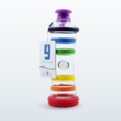 Bouteille i9 Chakra multicolore, 650 ml, en verre protégé par des bandes de silicone
