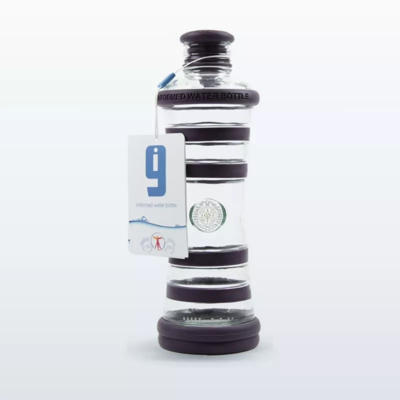 Bouteille i9 Intuition pourpre, 650 ml, en verre protégé par des bandes de silicone