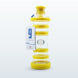 Bouteille i9 Lumière Solaire jaune, 650 ml, en verre protégé par des bandes de silicone