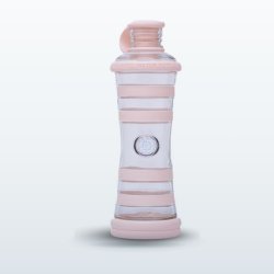 Bouteille i9 Compassion rose, 650 ml, en verre protégé par des bandes de silicone