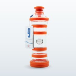 Bouteille i9 Inspiration orange, 650 ml, en verre protégé par des bandes de silicone