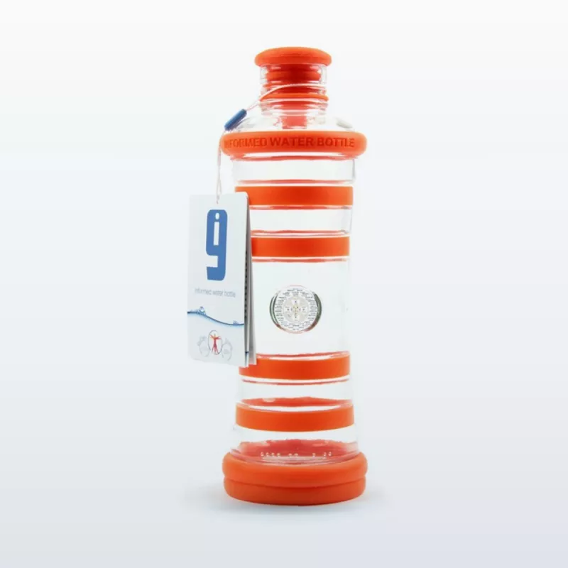 Bouteille i9 Inspiration orange, 650 ml, en verre protégé par des bandes de silicone