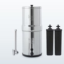 Pack Travel Berkey® 5,7 L, purificateur d'eau : le système, son robinet niveau d'eau inox et deux filtres