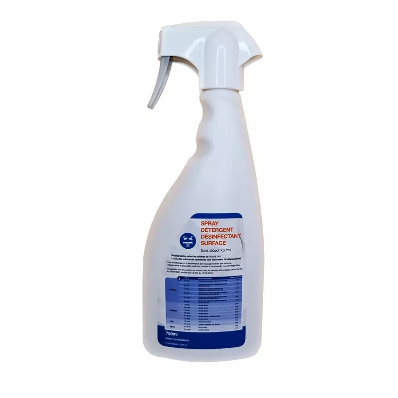 Spray désinfectant biodégradable 750 ml, flacon vu de face