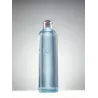 Bouteille OmWater Gratitude 1,2 L en verre recyclé bleuté, bouchon en liège, sur fond gris