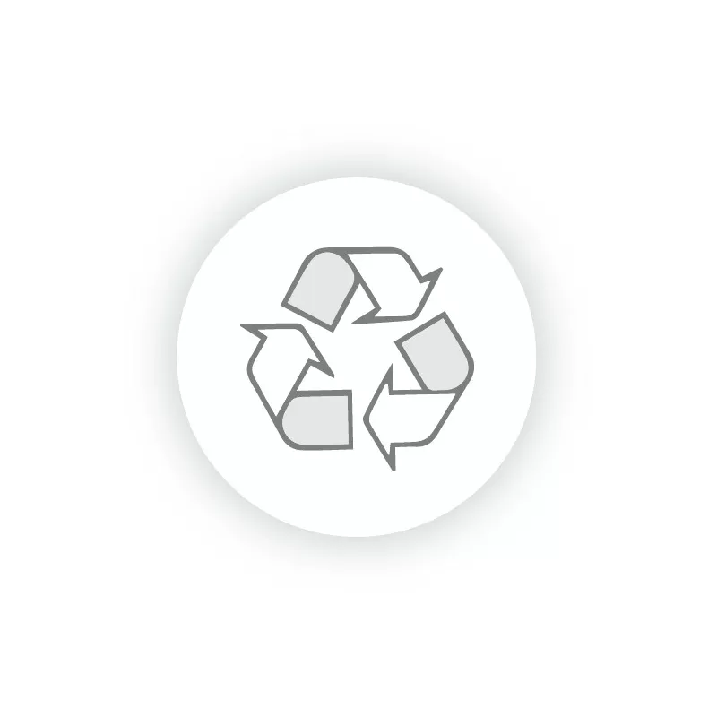 Pictogramme : la bouteille OmWater en verre 100 % recyclé