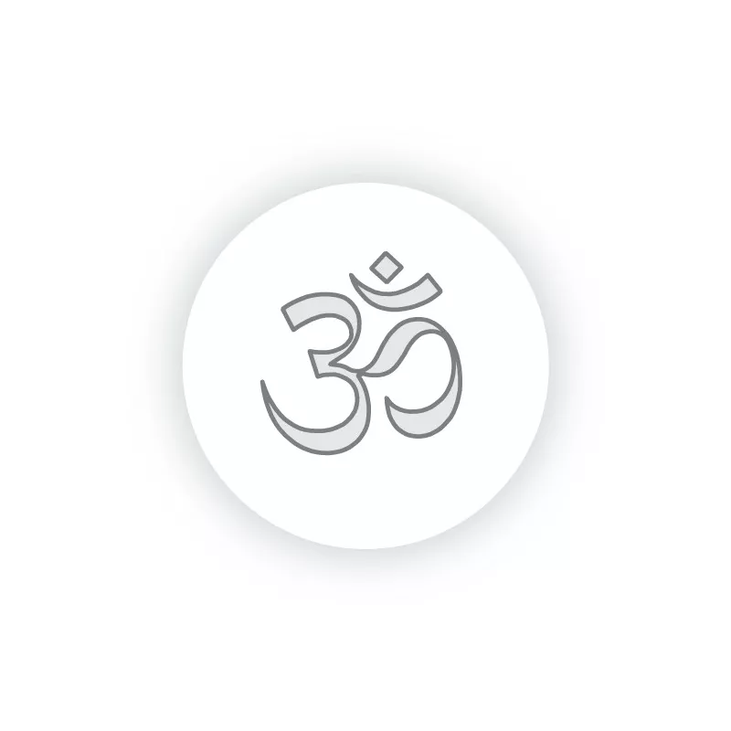 Pictogramme : le symbole Om gravé sur la bouteille OmWater