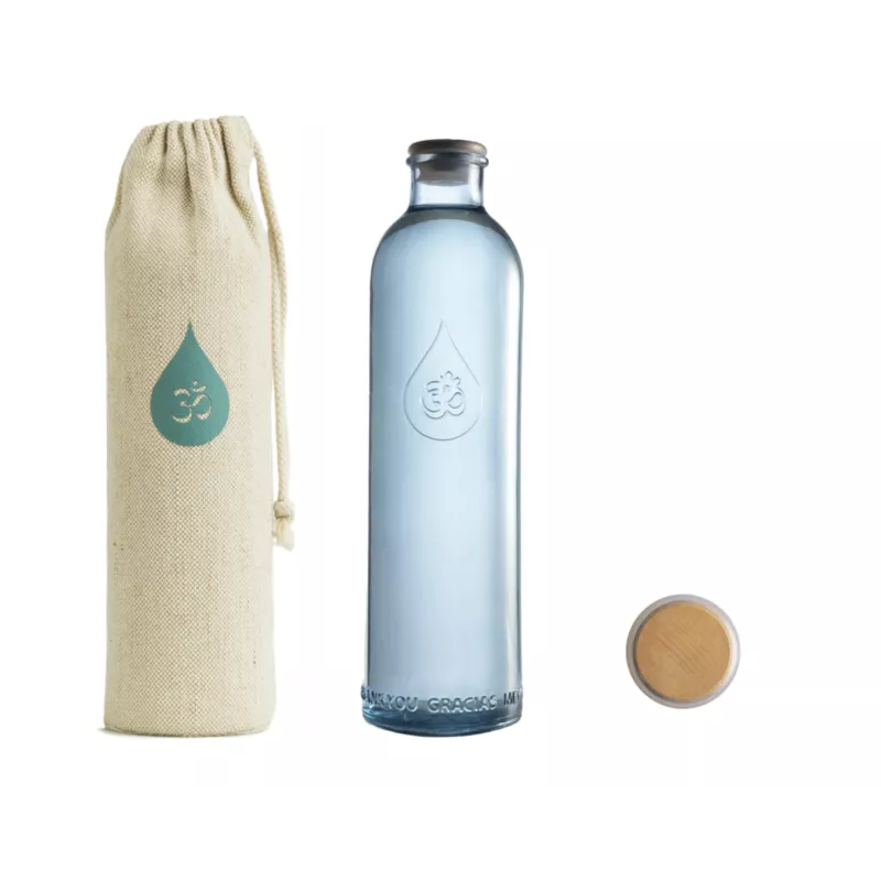 Bouteille OmWater Flying Gratitude 1,2 L avec son étui en chanvre et son bouchon étanche PLEYAD