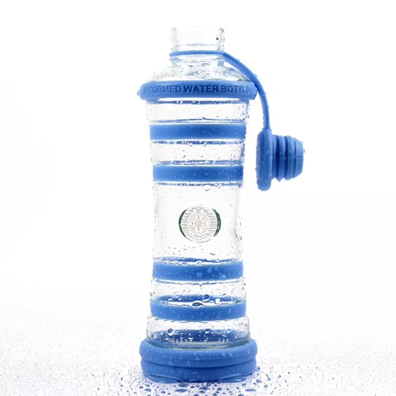 Bouteille i9 Relaxation bleue 650 ml, bouchon détaché retenu par sa languette