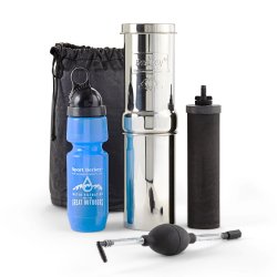 Kit Go Berkey® 1 L : le système et son élément Black Berkey®, la bouteille filtrante Sport Berkey®, la housse et le Primer™