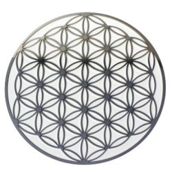 Fleur de Vie en inox 18 cm, découpée dans l'inox, vue de dessus