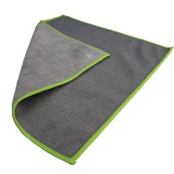 Microfibre abrasive pour filtres Berkey® : grise à liseré vert, un coin replié